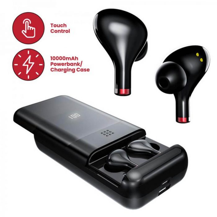 Pivoi True Wireless Bluetooth Earbuds with 10000mAh Battery Pack and Mic