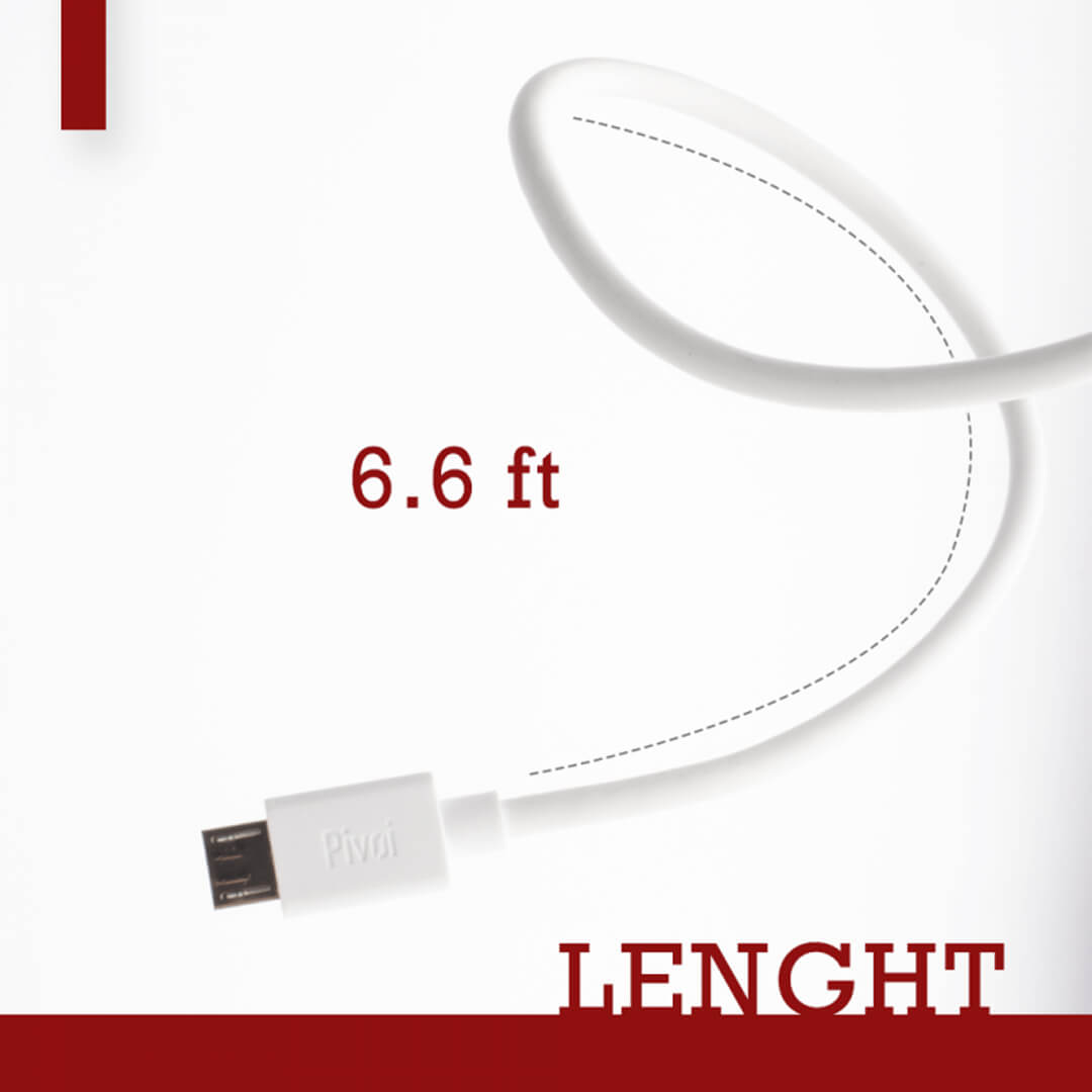 Pivoi White USB 2.0 to Micro Cable (Pack of 1)