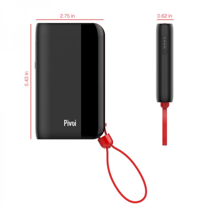 Pivoi 10000mAh Power Bank With Built-in Lightning Cable