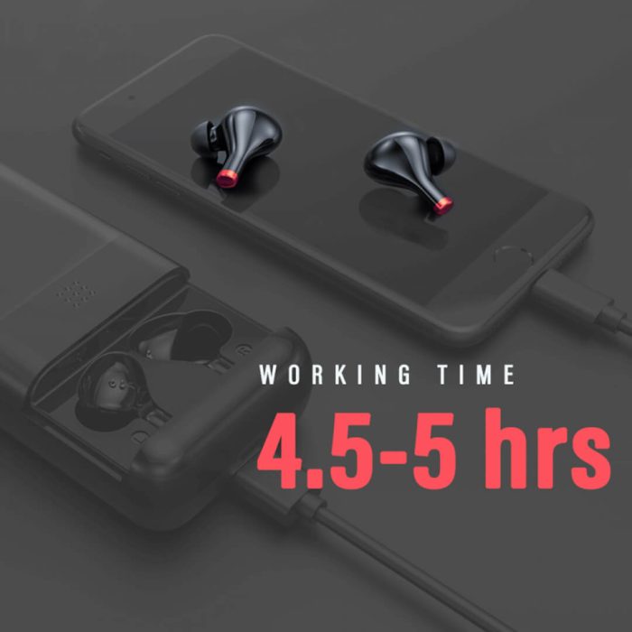 Pivoi True Wireless Bluetooth Earbuds with 10000mAh Battery Pack and Mic