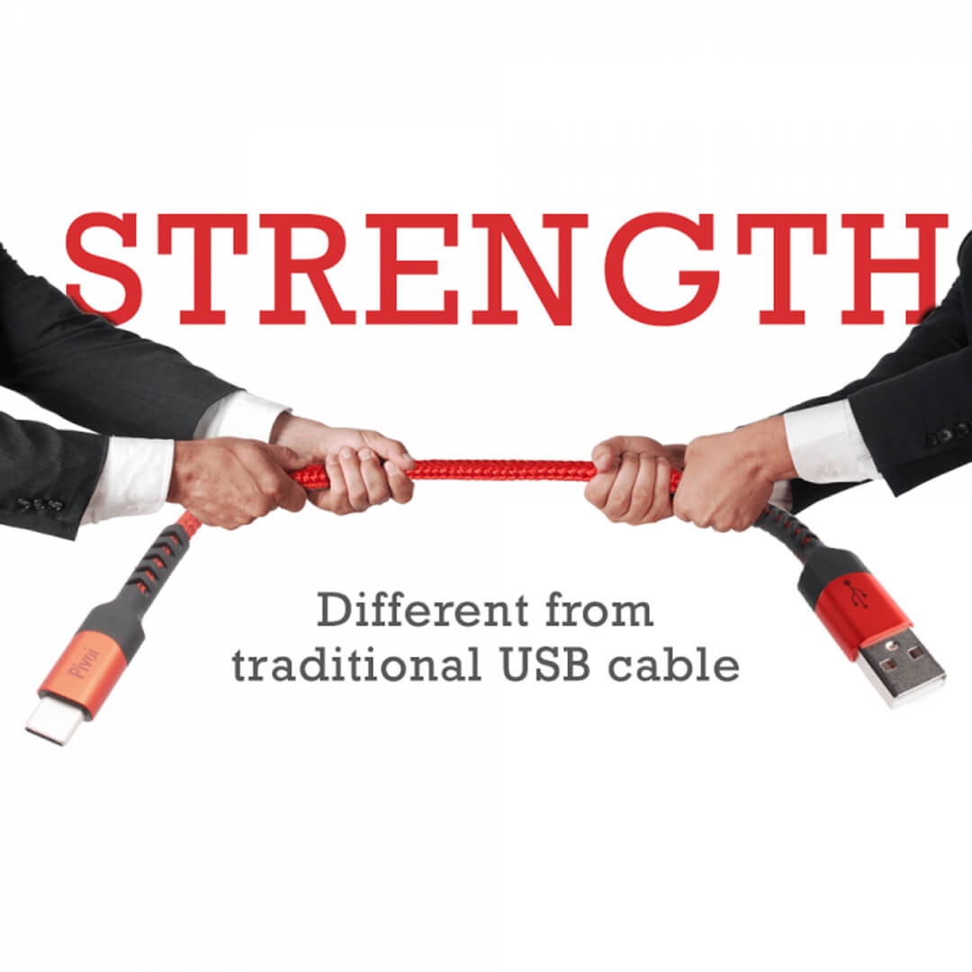 Pivoi Red USB 2.0 AM to Type C Cable (Pack of 1)