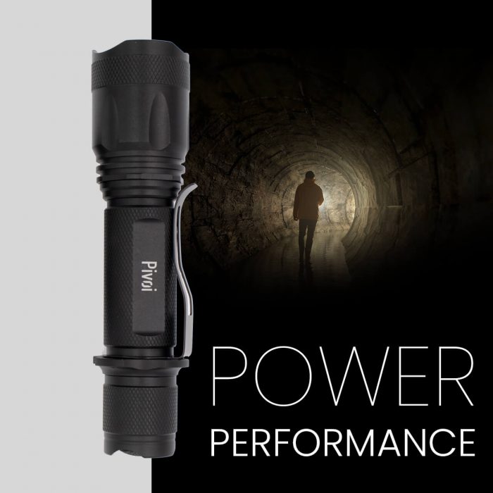Pivoi 1000 Lumens 10W LED Tactical Rechargeable Flashlight with Clip