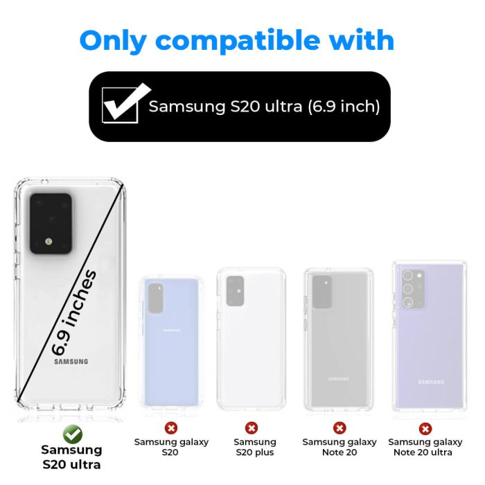 Samsung S20 Ultra 6.9 inch Screen Size Transparent Mobile Cover