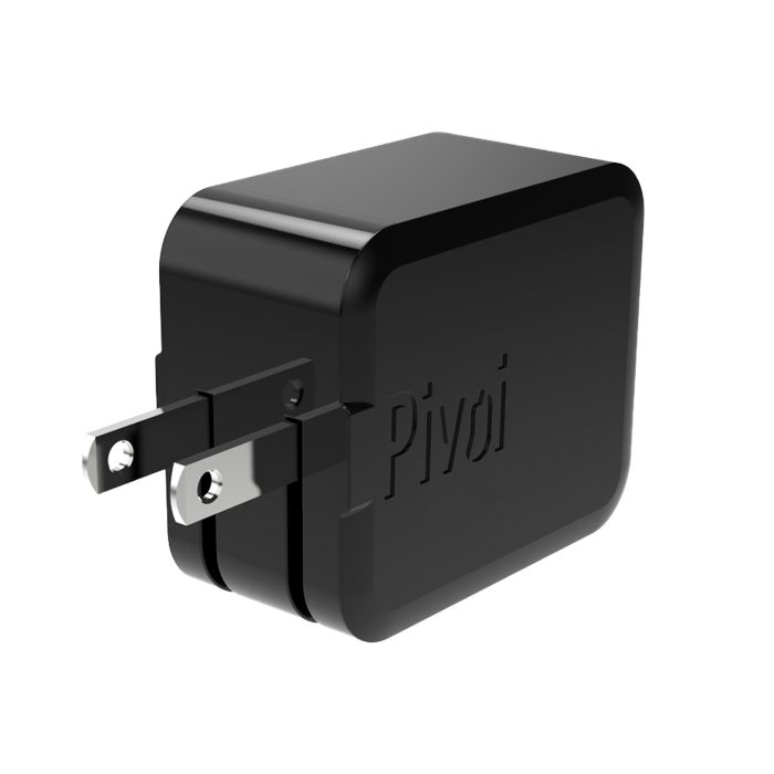 Pivoi Black 12w Dual USB Wall Charger