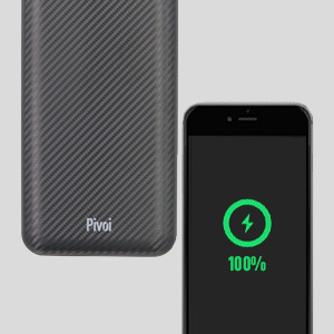 Pivoi Black 10000mAh Power Bank With Smart Dual USB Port