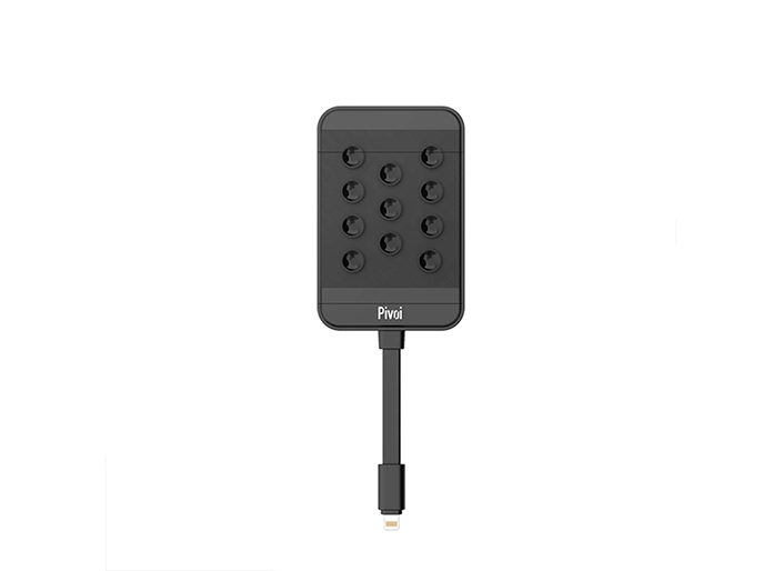 Pivoi Black 5000mAh Power Bank with built-in Lightning Cable and Suction Cups