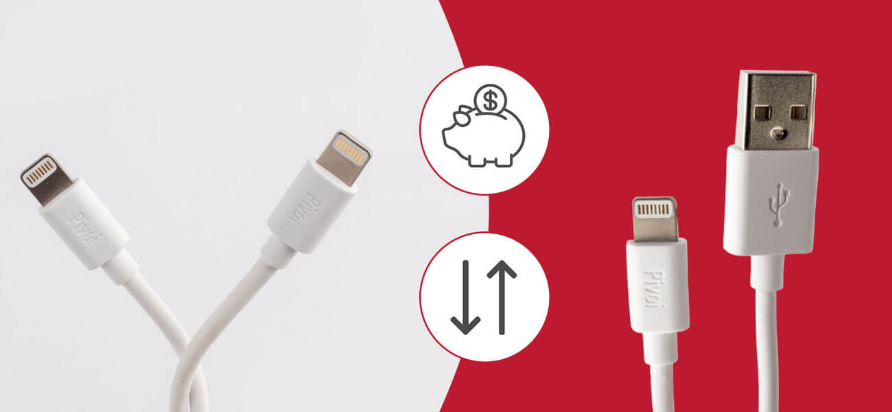 Pivoi MFi Certified USB to Lightning Cable (Pack of 3)