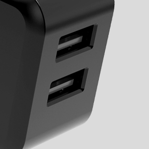 Pivoi Black 12w Dual USB Wall Charger