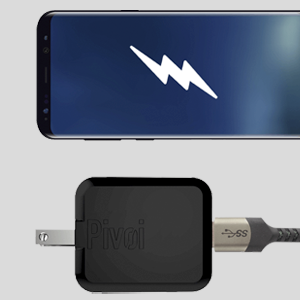 Pivoi Black 12w Dual USB Wall Charger