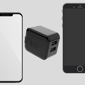 Pivoi Black 12w Dual USB Wall Charger