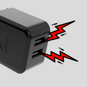 Pivoi Black 12w Dual USB Wall Charger