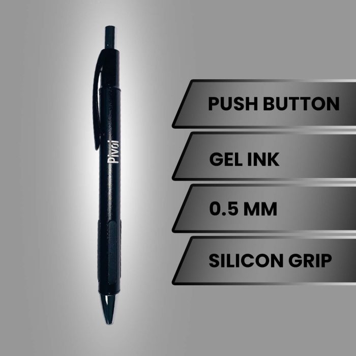 Pivoi 0.5mm silicone grip black ink gel refill pen