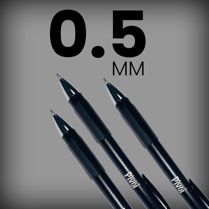 Pivoi 0.5mm silicone grip black ink gel refill pen